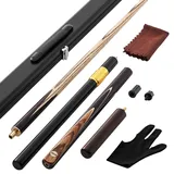 Vevor Snookerqueue Billardqueue (1447,8 mm / 540 g) mit Verlängerungsstange & Lederspitze & Aluminiumkoffer & Handtuch, Billardstock geeignet für professionellen Billardtisch, Bar, Zuhause, Büro