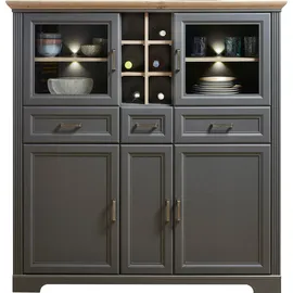Innostyle Highboard 2 Glas-/Holztüren 8 offene Fächer 0 x 0 x 0 cm Grau