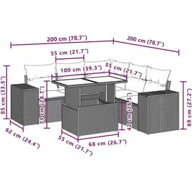 vidaXL Gartensofa-Set 6-tlg. grau