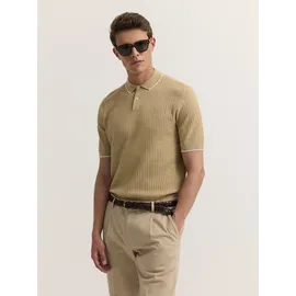 Bugatti Poloshirt "kurzarm", Herren, Gr. XXL, 40, beige, 50% Baumwolle, 50% Polyester, unifarben, regular fit, ohne Ausschnitt, Shirts, gestrickt in Regular Fit