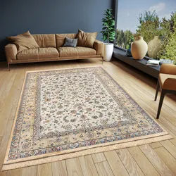 freundin Home Collection Teppich »Djamila«, rechteckig, 3 mm Höhe, Orient-Design, Vintage-Look, Fransen, pflegeleicht, strapazierfähig freundin Home Collection Creme B: 135 cm   1 St.