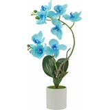 Künstliche Orchidee Seide Phalaenopsis Blumen Künstliche Orchideen mit Keramiktopf 49.5 cm Dekor für Tischaufsätze, Innenbereich, Hochzeit, Zuhause, Hotel, Hofdekoration (Blauer Türkis Farbverlauf)