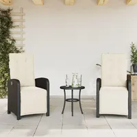 Festnight Polyrattan Gartenstuh 2er Set Hochlehner Verstellbar, Gartenmöbel Set mit 2 Sessel, Rattan Gartensessel mit Sitz- und Rückenkissen, abziehbarer und waschbarer Bezug - Schwarz