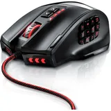 Titanwolf Gaming-Maus kabelgebunden 1000 dpi, USB MMO Mouse mit 16400dpi, 18 programmierbare Tasten, Gewichte