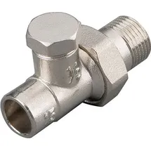 Sanicomfort Heizkörperverschraubung 15 mm x 1/2 Durchgang vernickelt