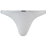 bruno banani Herren Strings - Check Line 2.0, Unterwäsche, Tanga, Polyamid, Logo, Karo, einfarbig Weiß 2XL