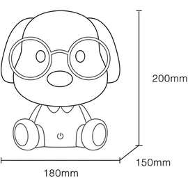 GLOBO LED Tischleuchte Kinderlampe Nachttischlampe Hund Touchdimmer Tischlampe, 1W 32lm warmweiß, LxH 18x20 cm