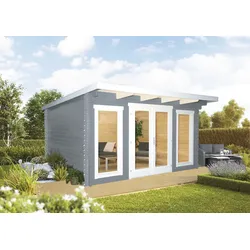 Wolff Finnhaus Gartenhaus Amsterdam hellgrau inkl. Boden/Fundamenthölzer