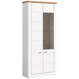 xonox.home Vitrine MODERN TIMES, 94 x 205 cm - 2 Türen - Nox Eiche Dekor Weiß matt
