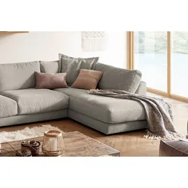 KAWOLA Wohnlandschaft U-Form Madeline Cord Longchair links steingrau