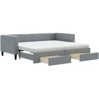 vidaXL Tagesbett Ausziehbar mit Schubladen 90 x 200 cm hellgrau