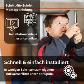 AQUARIUS pro life ® - Trinkwasserfilter für die Küche - ultra feine 0,1 Mikron Porengröße - innovatives 3-stufiges Filtersystem inkl. Aktivkoh...