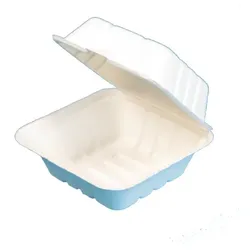 200 Bio Hamburgerboxen Bagasse/Zuckerrohr 162x152x80mm weiß