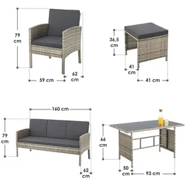 Juskys Turin Set 6-tlg. Grau Meliert