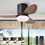 Geräuschloser Deckenventilator Mit Fernbedienung, Kleiner Deckenventilator Mit Integrierter Beleuchtung, Designer-deckenventilator Mit Beleuchtung Fürs Schlafzimmer, Reversibler Gleichstrommotor, 6 Ge