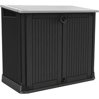 Keter Store-it-Out Midi Mülltonnenbox, 130x74x110cm, Robuste Abfallbehälter-Lösung, 845L, Wetterfest, Grau/Schwarz, UV-beständiges Polypropylen, Abschließbar