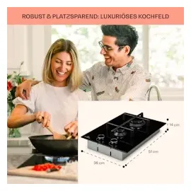 Klarstein Illuminosa Domino Gaskochfeld 2-flammig