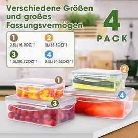yashe Frischhaltedose transparent 1 l 4-teiliges Set