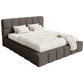 FEDVE Polsterbett Lund aus Bouclé-Stoff 160x200 cm, Braun - Braun