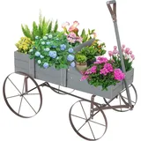 KOMFOTTEU Blumenständer Blumenwagen, 2 separate Blumenregale,Tragkraft 15kg grau