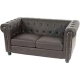 Mendler Luxus 2er Sofa Loungesofa Couch Chesterfield Kunstleder 160cm ~ runde Füße, braun