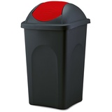 BigDean Mülleimer 60 Liter Rot schwarz Abfalleimer Schwingdeckeleimer : Rot Schwarz : 60 L