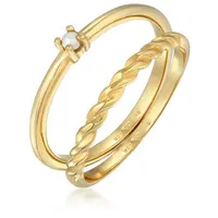 Elli Ring 925 Sterling Silber Ring Set in Gold