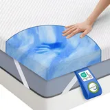 Dream Topper 200x200 cm, 5cm Matratzentopper Gel-Memory-Schaum, Ergonomischer mit kühlendes Gefühl, atmungsaktivem Bezug, Schlafkomfort wie auf W...