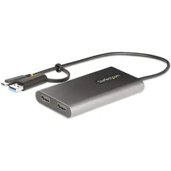 StarTech.com USB-C to Dual-HDMI Adapter, USB-C or A to 2x HDMI, 4K 60Hz, 100W PD
