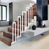 Treppengeländer Außen,Handlauf Schwarz,Geländer Außen,U-förmige Treppengeländer Innen, Handlauf Treppe, Geländer Treppe, für Balkone Flure Wohnungen Villen Geländer. (L-Weiß, 75CM)