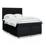 vidaXL Boxspringbett mit Matratze Schwarz 140x200 cm Stoff