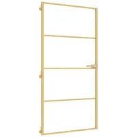 vidaXL Innentür Schlank Golden 102,5x201,5 cm Hartglas und Aluminium