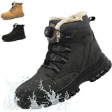 NACKINg Winter Sicherheitsschuhe Herren Wasserdicht Arbeitsschuhe Damen Warm Gefüttert Stahlkappenschuhe rutschfeste Sicherheitsstiefel mit Drehknopf, Grau, EU 46 - 46 EU