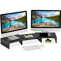 Relaxdays Monitorständer für 2 Monitore, ausziehbar, verstellbar, Monitorerhöhung Schreibtisch,