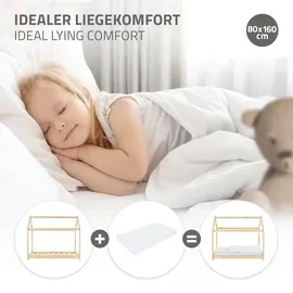 ML-Design Kinderbett Hausbett 80 x 160 cm Kiefer natur beige
