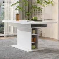 Flieks Esszimmertisch Ausziehbar, Esstisch Küchentisch Rechteckig, Tisch mit Stauraum, 130x70x75, Weiß