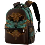 IUBBKI Schulrucksack, Libelle, Mandala, cooler Campus-Rucksack, leicht, wasserdicht, lässiger Rucksack, langlebiger Dekor-Rucksack für Jungen und Mädchen, Siehe Abbildung, One size - Einheitsgröße