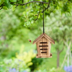 Relaxdays Marienkäferhaus 2x, Marienkäferhotel Garten, zum Aufhängen, Holz unbehandelt, Insektenhotel Marienkäfer, braun