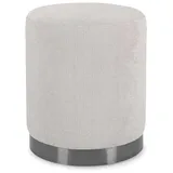 BIZZOTTO Hocker Ernestine aus Stoff, modernes Design, hellgrau, runde Form, Metallgestell