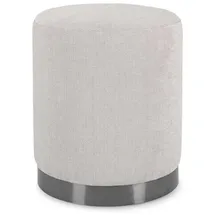 BIZZOTTO Hocker Ernestine aus Stoff, modernes Design, hellgrau, runde Form, Metallgestell