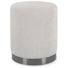 BIZZOTTO Hocker Ernestine aus Stoff, modernes Design, hellgrau, runde Form, Metallgestell