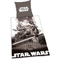 Herding Star Wars 9 Bettwäsche-Set, Wendemotiv, Mit leichtläufigem Reißverschluss, Baumwolle/Linon, Grau, Bettbezug 135 x 200 cm, Kopfkissenbezug 80 x 80 cm