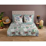 Good Morning Wendebettwäsche »Fina Flowers«, Baumwolle, 135x200, Reißverschluss, Wendeoptik, Blumen, Grau, Grün grün