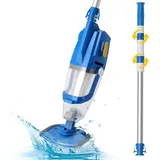 FCH Poolsauger, Kabelloser Akku-Poolsauger mit Teleskopstange, Starke Saugkraft, Lange Laufzeit, 33W, Blau