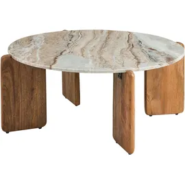 Beliani Luno Beige Mangoholz 80 x 37 cm