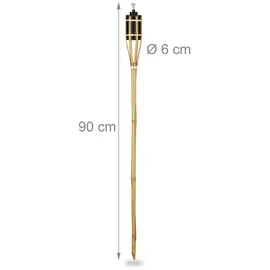 Relaxdays Gartenfackel 12er Set 90 cm Bambus schwarz/Braun