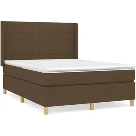 vidaXL Boxspringbett mit Matratze Dunkelbraun 140x200 cm Stoff