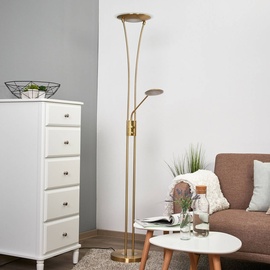 LINDBY LED-Deckenfluter Eda mit Dimmer, messing