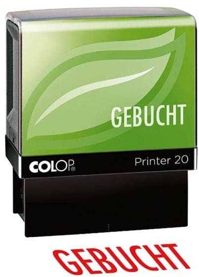 Green Line Selbstfärbender Textstempel Printer 20 »Gebucht« grün, Colop, 7x3 cm