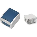 Busch-Jaeger Schuko-Steckdose gr/blgn AP, m.Klappdeckel 20 EW-53
